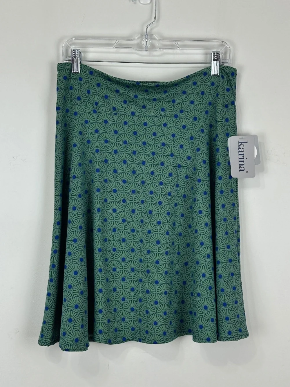 NWT Karina Easy Dress Women's Blue Teal Stretch Skirt M/L Flirty Rockabilly - Picture 1 of 8